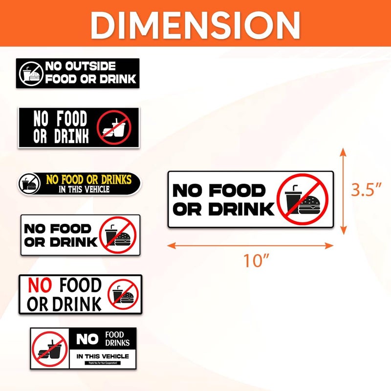 RABOWA Pack 6 Pcs No Food Or Drink Allowed Sticker for Cars Vehicles Trucks Indoor Outdoor Window Warning Signs Bumper Stickers Removable Waterproof Vinyl Decals Car Exterior Accessories - Image 2